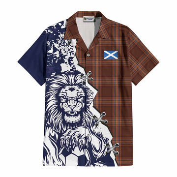 Down County Ireland Tartan Scottish Cotton Hawaiian Shirt Angry Lion With Soccer Ball Style