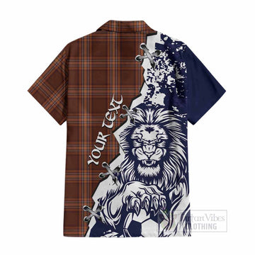 Down County Ireland Tartan Scottish Cotton Hawaiian Shirt Angry Lion With Soccer Ball Style