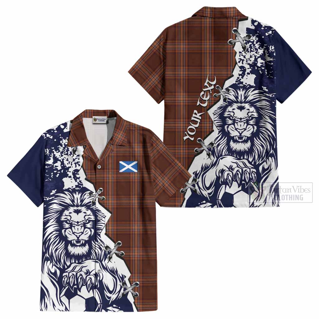 Down County Ireland Tartan Scottish Cotton Hawaiian Shirt Angry Lion With Soccer Ball Style