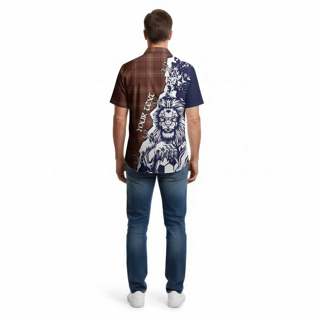Down County Ireland Tartan Scottish Cotton Hawaiian Shirt Angry Lion With Soccer Ball Style