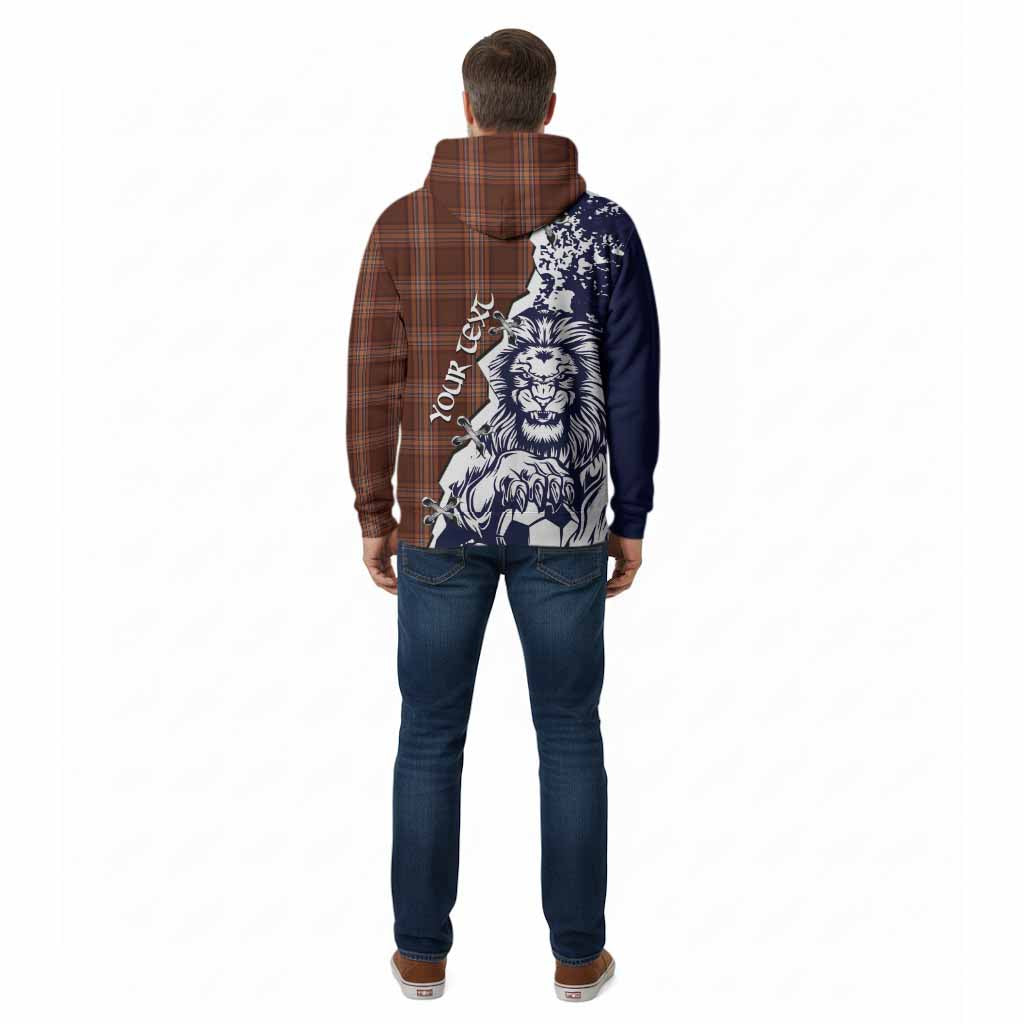 Down County Ireland Tartan Scottish Cotton Hoodie Angry Lion With Soccer Ball Style