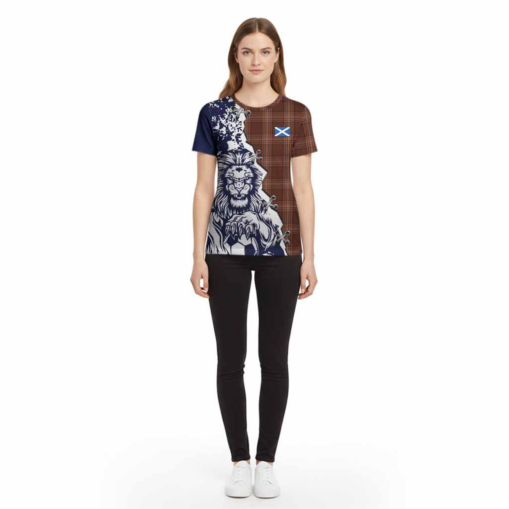 Down County Ireland Tartan Scottish Cotton T-shirt Angry Lion With Soccer Ball Style
