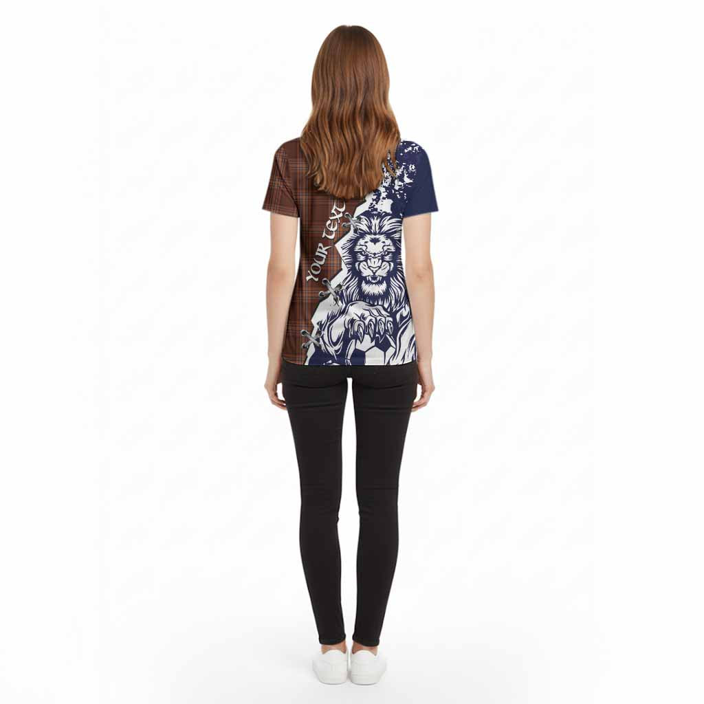 Down County Ireland Tartan Scottish Cotton T-shirt Angry Lion With Soccer Ball Style