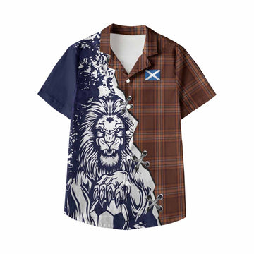 Down County Ireland Tartan Scottish Kid Hawaiian Shirt Angry Lion With Soccer Ball Style