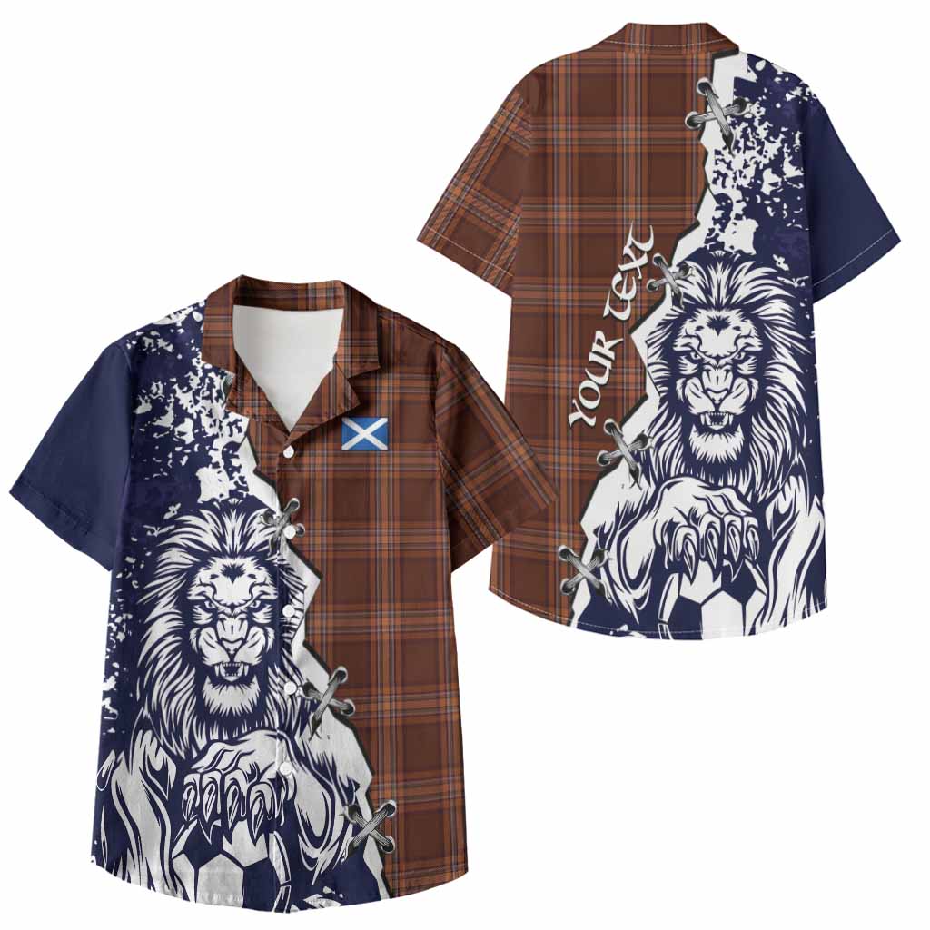 Down County Ireland Tartan Scottish Kid Hawaiian Shirt Angry Lion With Soccer Ball Style
