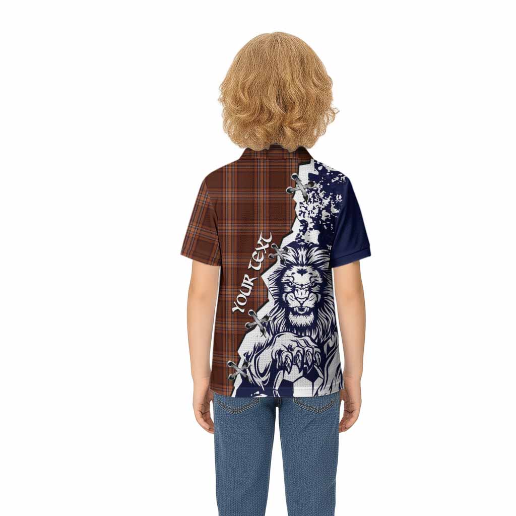 Down County Ireland Tartan Scottish Kid Polo Shirt Angry Lion With Soccer Ball Style