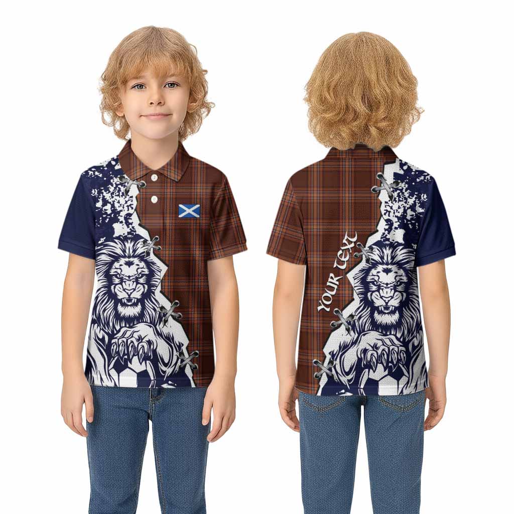 Down County Ireland Tartan Scottish Kid Polo Shirt Angry Lion With Soccer Ball Style