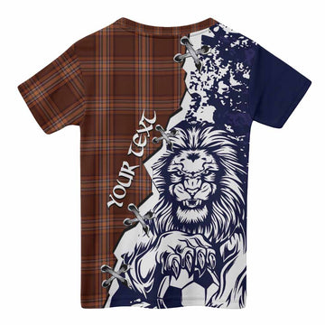 Down County Ireland Tartan Scottish Kid T-shirt Angry Lion With Soccer Ball Style