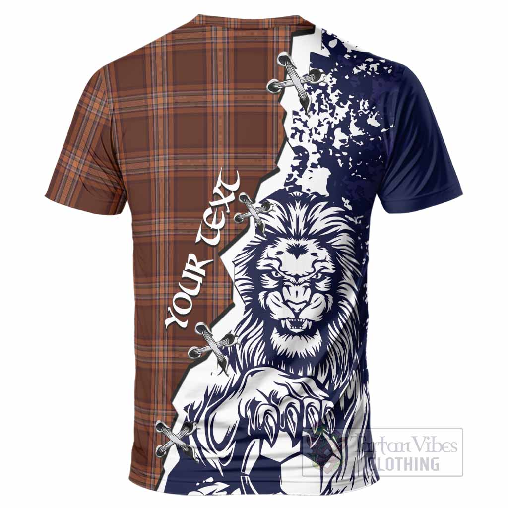 Down County Ireland Tartan Scottish T-Shirt Angry Lion With Soccer Ball Style