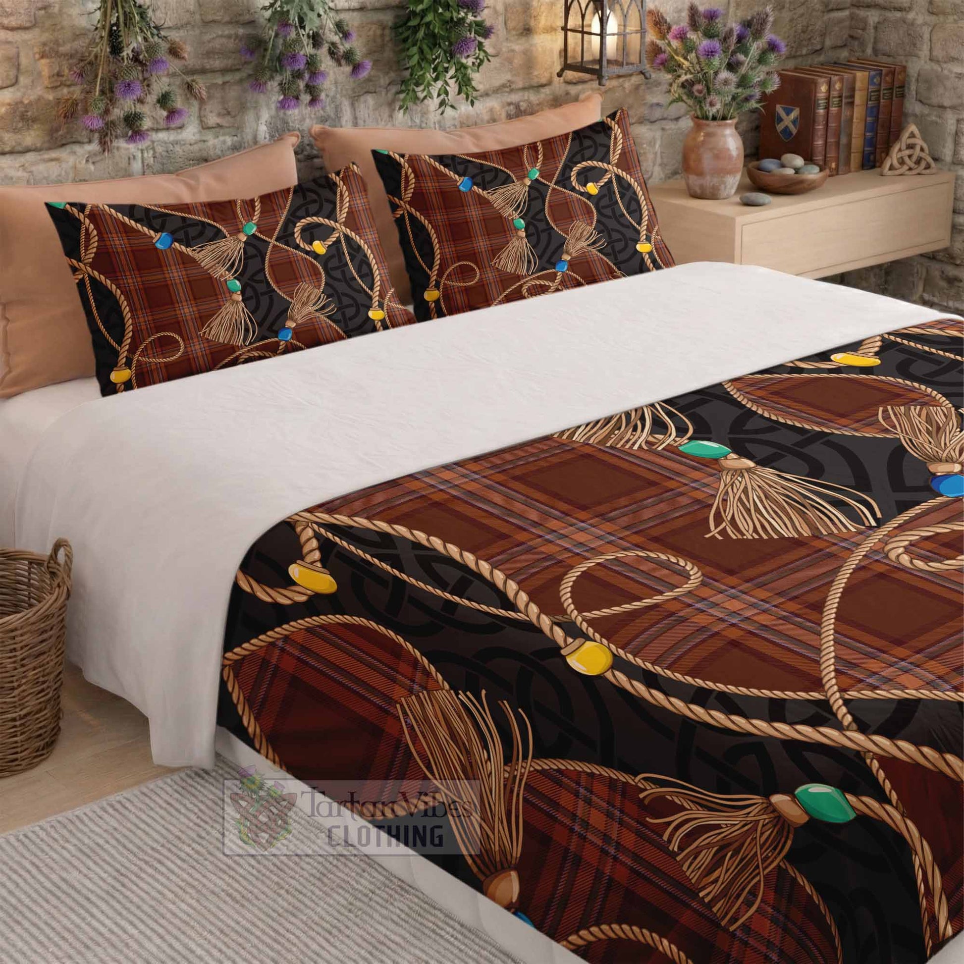 Down Scottish Tartan Twisted Ropes Stylized Bedding Set - Tartan Vibes Clothing