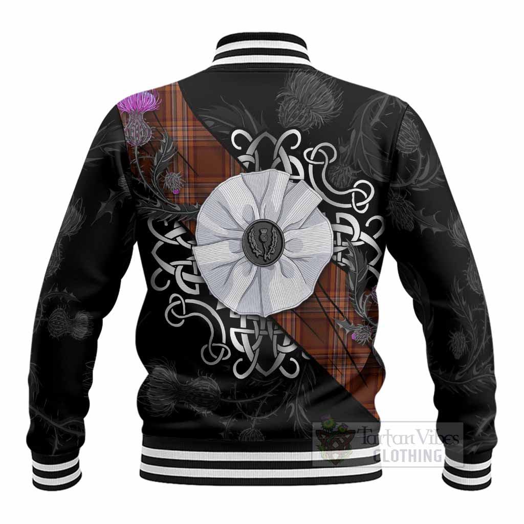 Down Tartan Baseball Jacket Jacobite White Rose - Tartan Vibes Clothing