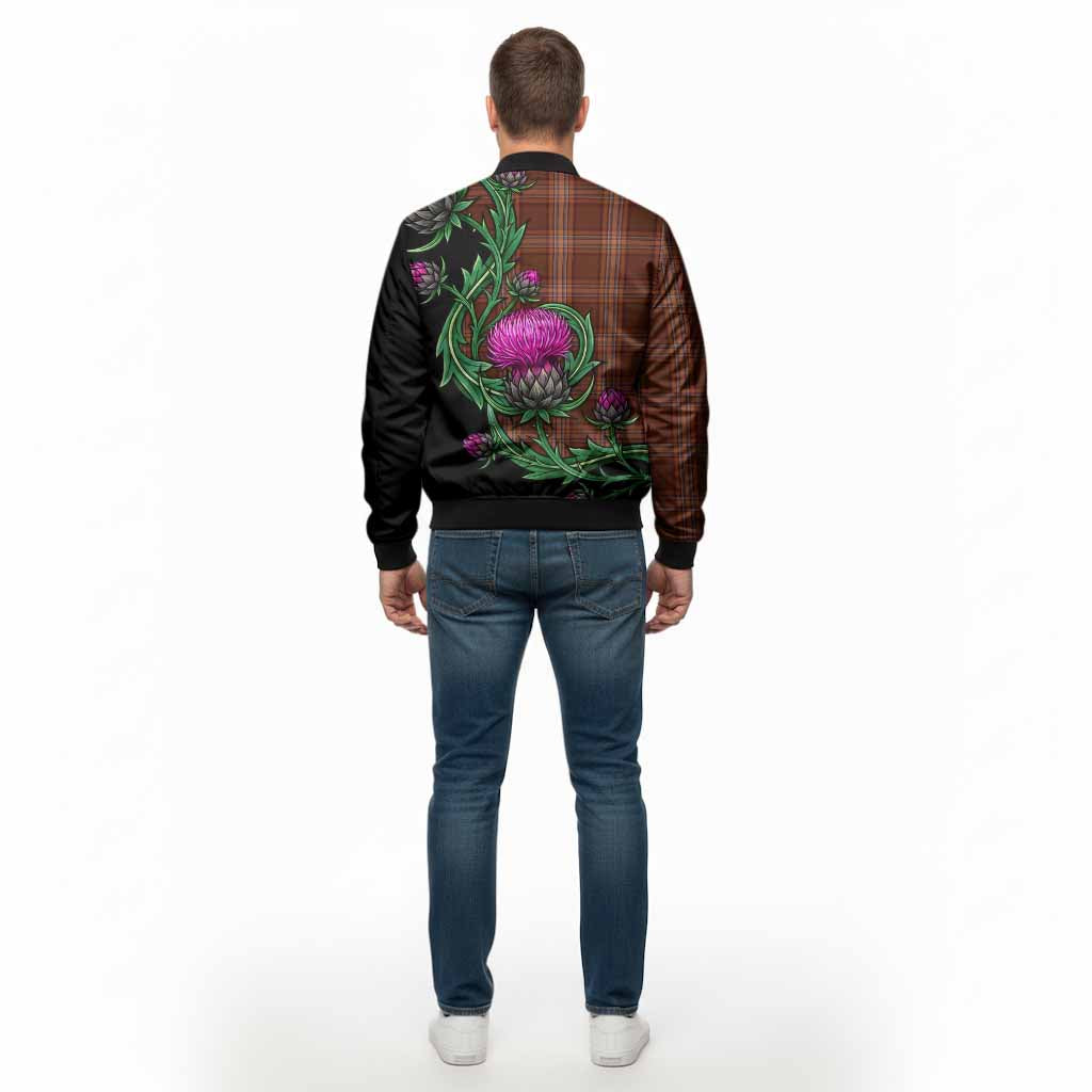 Down Tartan Bomber Jacket Resilient Scottish Thistle - Tartan Vibes Clothing