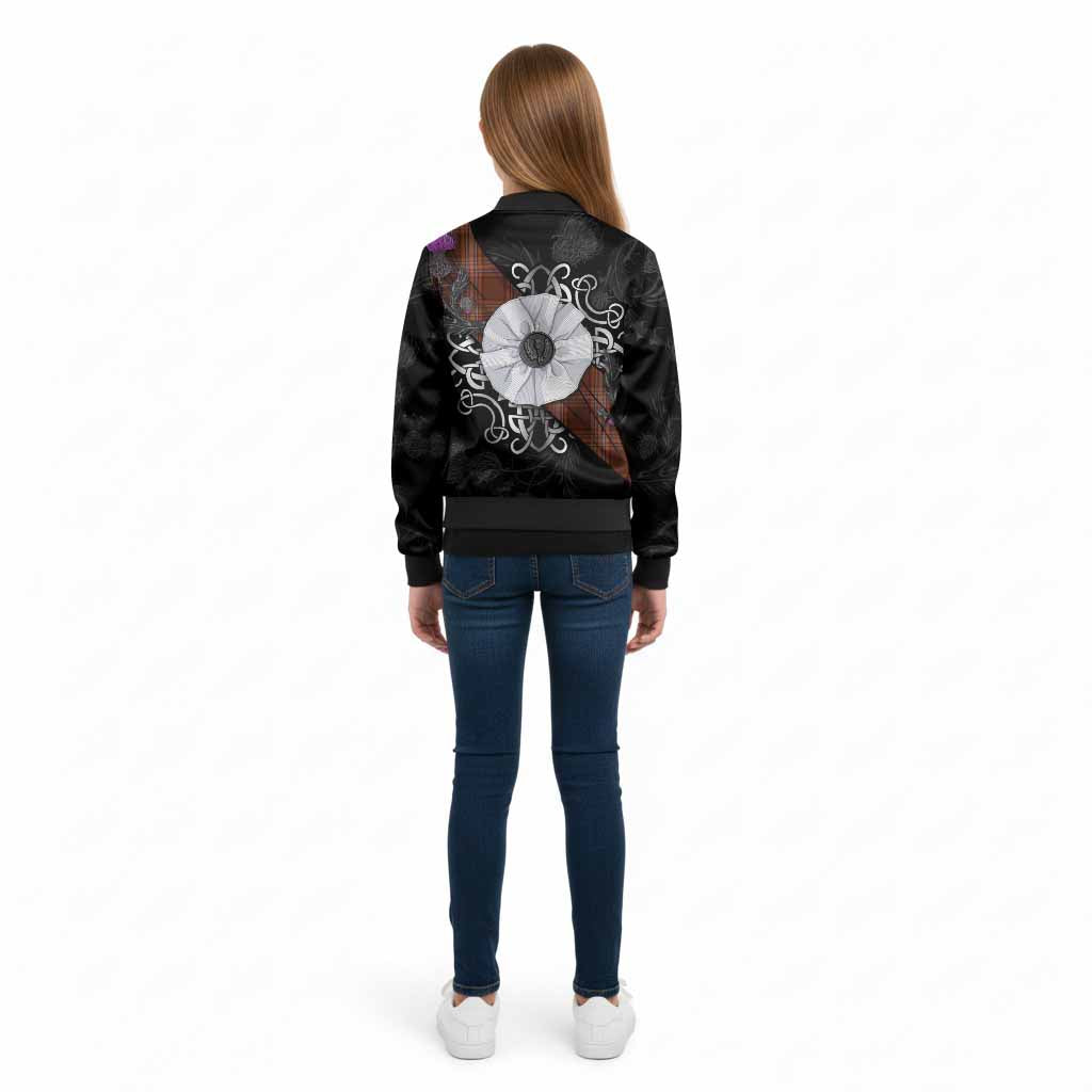 Down Tartan Kid Bomber Jacket Jacobite White Rose - Tartan Vibes Clothing