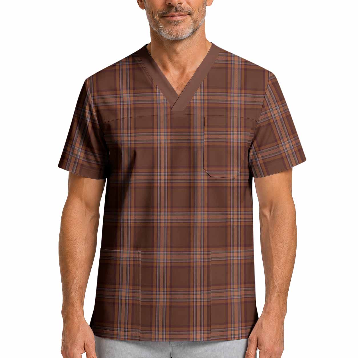 Down Tartan Scrub Top XL - Tartan Vibes Clothing