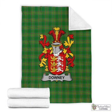 Tartan Vibes Clothing Downey Irish Clan Tartan Blanket with Coat of Arms