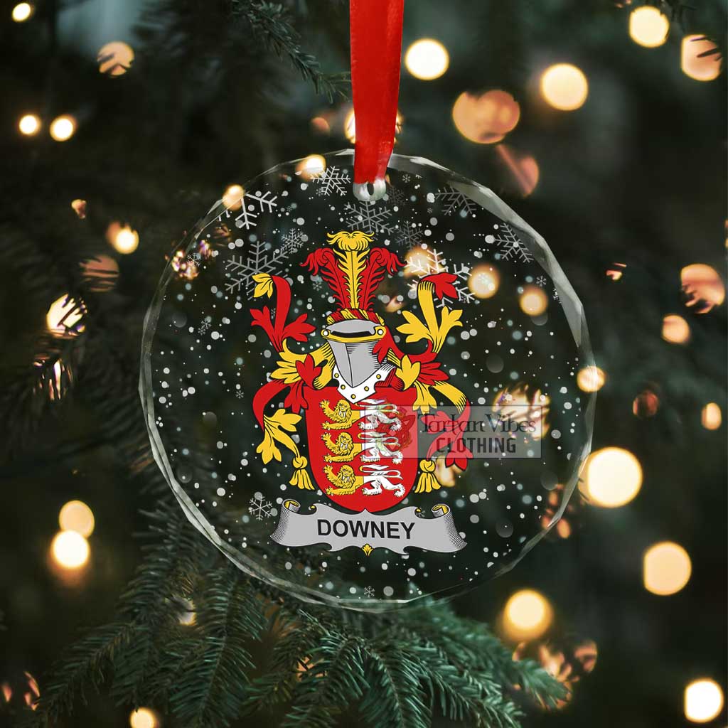 Downey Irish Clan Christmas Glass Ornament with Coat of Arms - 2D-tartanvibesclothing