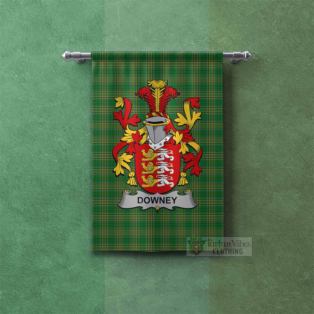 Downey Irish Clan Tartan Gonfalon, Tartan Banner with Coat of Arms Rectangle - Tartan Vibes Clothing