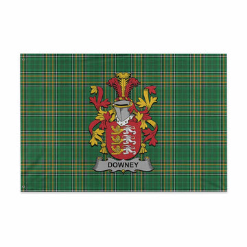 Downey Irish Clan Tartan House Flag with Coat of Arms