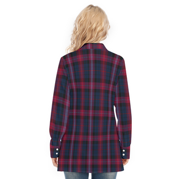 Evans Tartan Cotton Women's Casual Shirt with Coat of Arms - Tartan Vibes Clothing