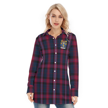 Evans Tartan Cotton Women's Casual Shirt with Coat of Arms Female - Tartan Vibes Clothing