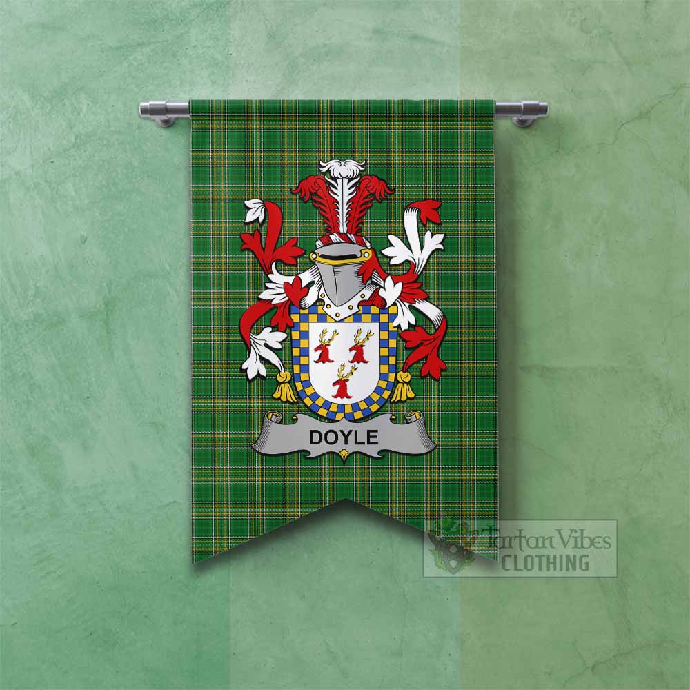 Tartan Vibes Clothing Doyle Irish Clan Tartan Gonfalon, Tartan Banner with Coat of Arms