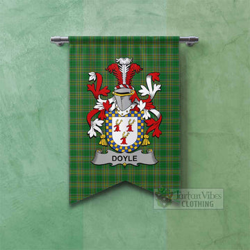 Doyle Irish Clan Tartan Gonfalon, Tartan Banner with Coat of Arms