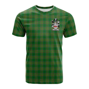 Drew Irish Clan Tartan Cotton T-shirt with Coat of Arms