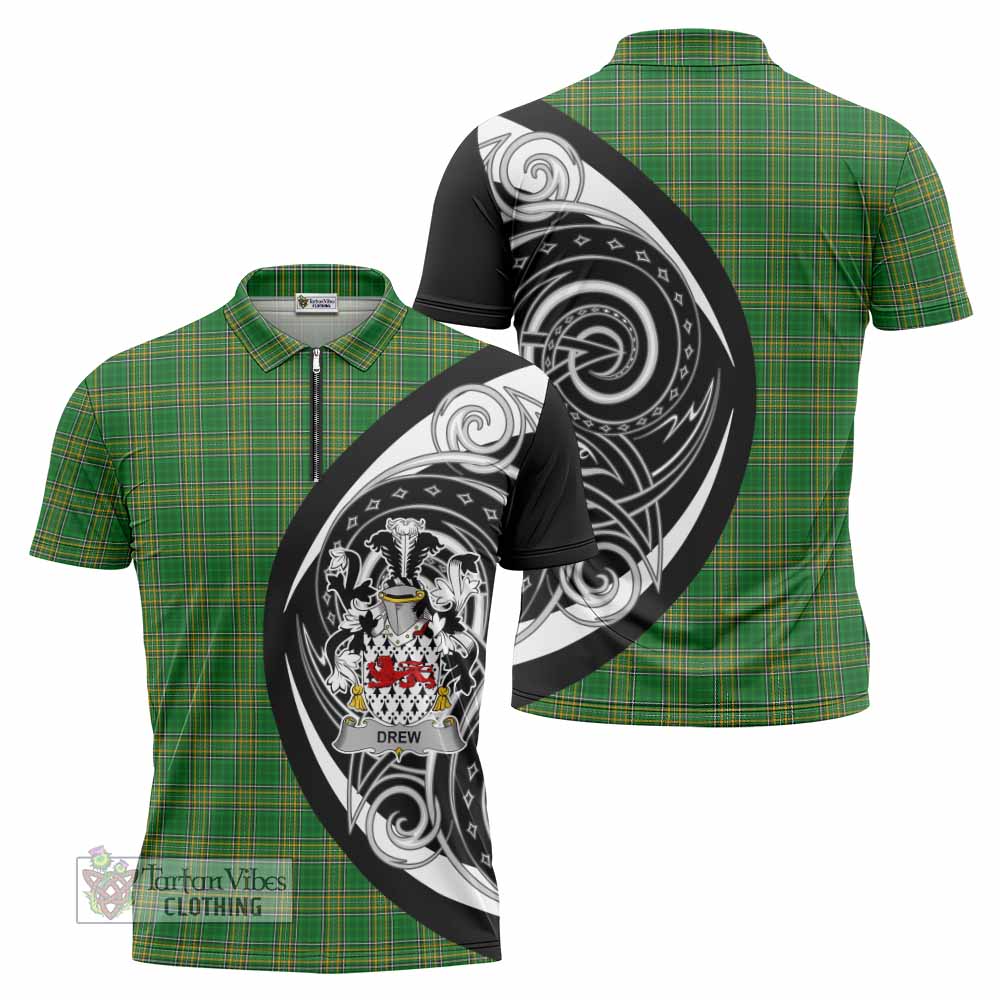 Tartan Vibes Clothing Drew Irish Clan Zipper Polo Shirt Celtic Circle Style