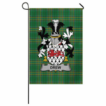 Drew Irish Clan Tartan Garden Flag with Coat of Arms
