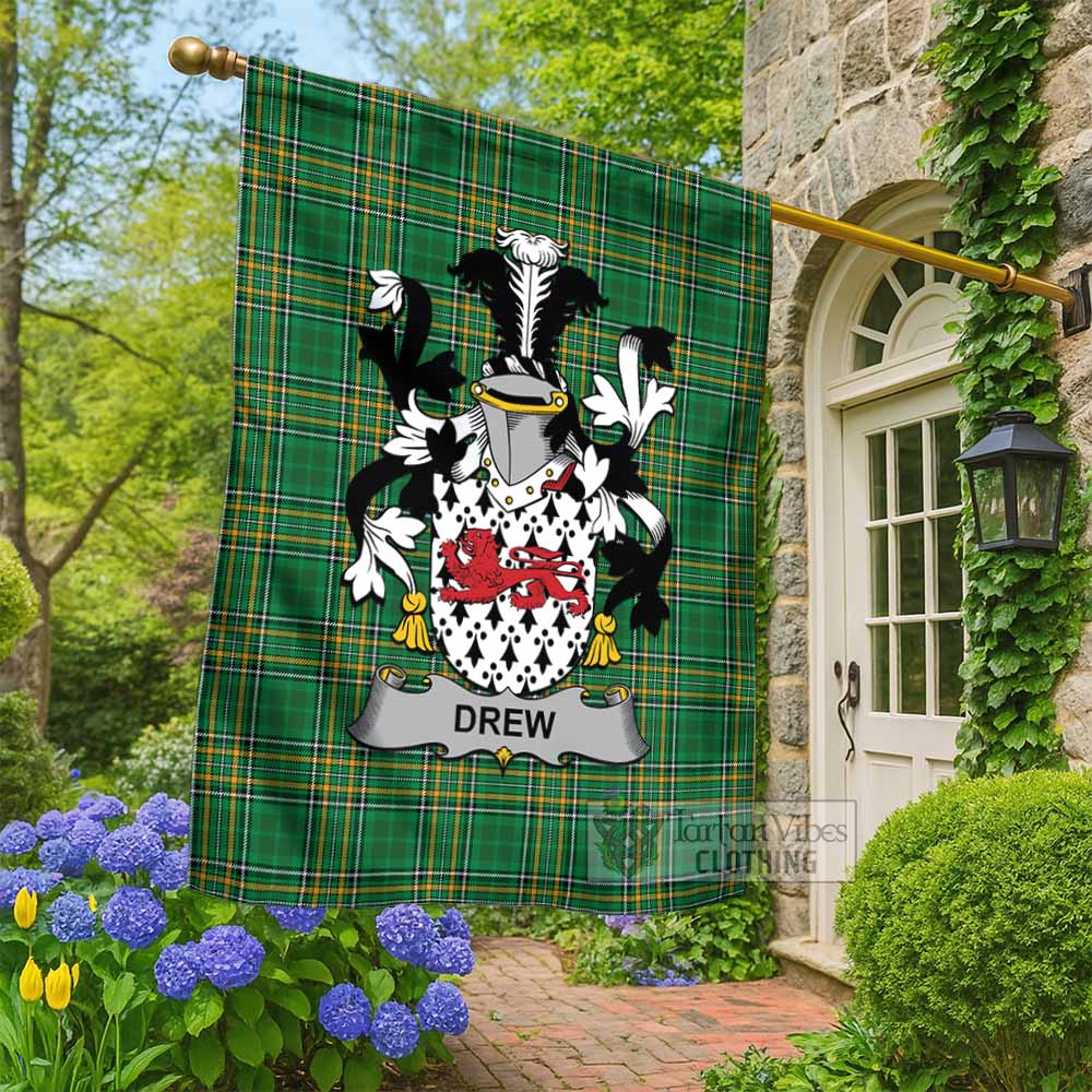 Drew Irish Clan Tartan Flag with Coat of Arms