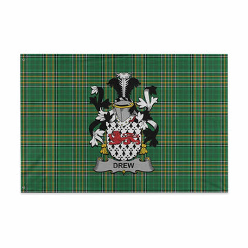 Drew Irish Clan Tartan House Flag with Coat of Arms