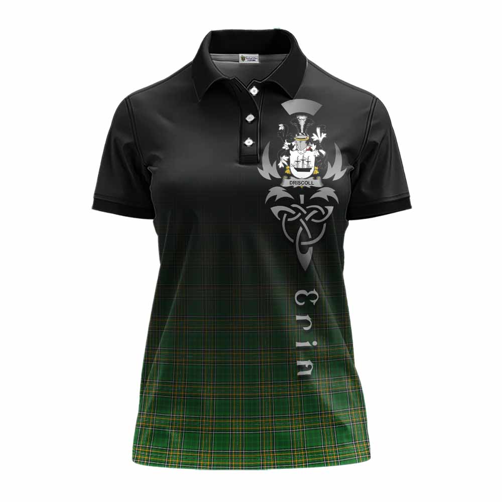 Tartan Vibes Clothing Driscoll Irish Clan Women's Polo Shirt with Coat of Arms Erin Go Bragh Celtic Inspired