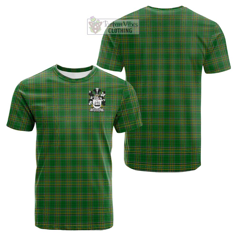Tartan Vibes Clothing Driscoll Irish Clan Tartan Cotton T-shirt with Coat of Arms