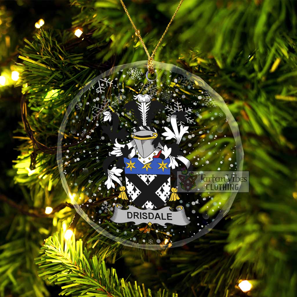 Drisdale Irish Clan Christmas Glass Ornament with Coat of Arms Transparent Glass Circle - 2D-tartanvibesclothing