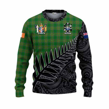 Drisdale Irish Clan Tartan Knitted Sweater with Coat of Arms New Zealand Silver Fern Half Style Unisex - Tartan Vibes Clothing