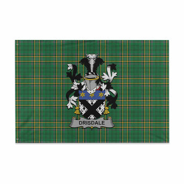Drisdale Irish Clan Tartan House Flag with Coat of Arms