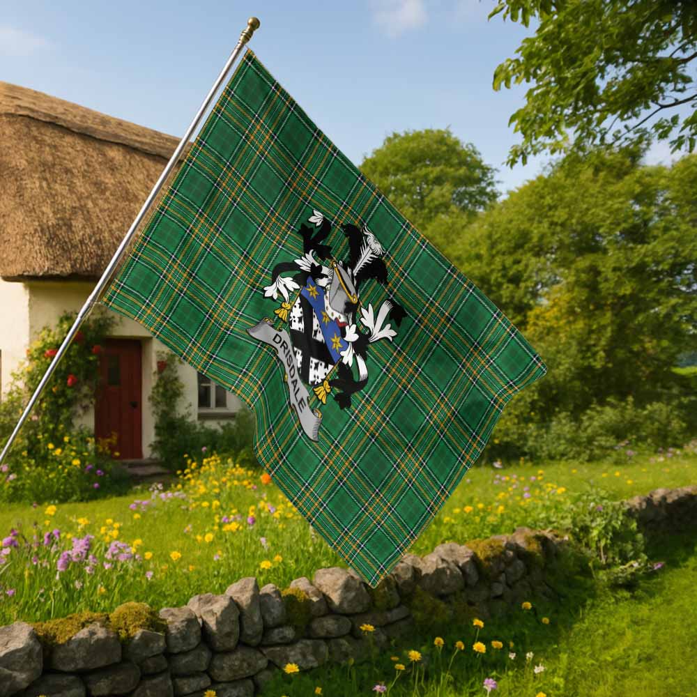 Tartan Vibes Clothing Drisdale Irish Clan Tartan House Flag with Coat of Arms