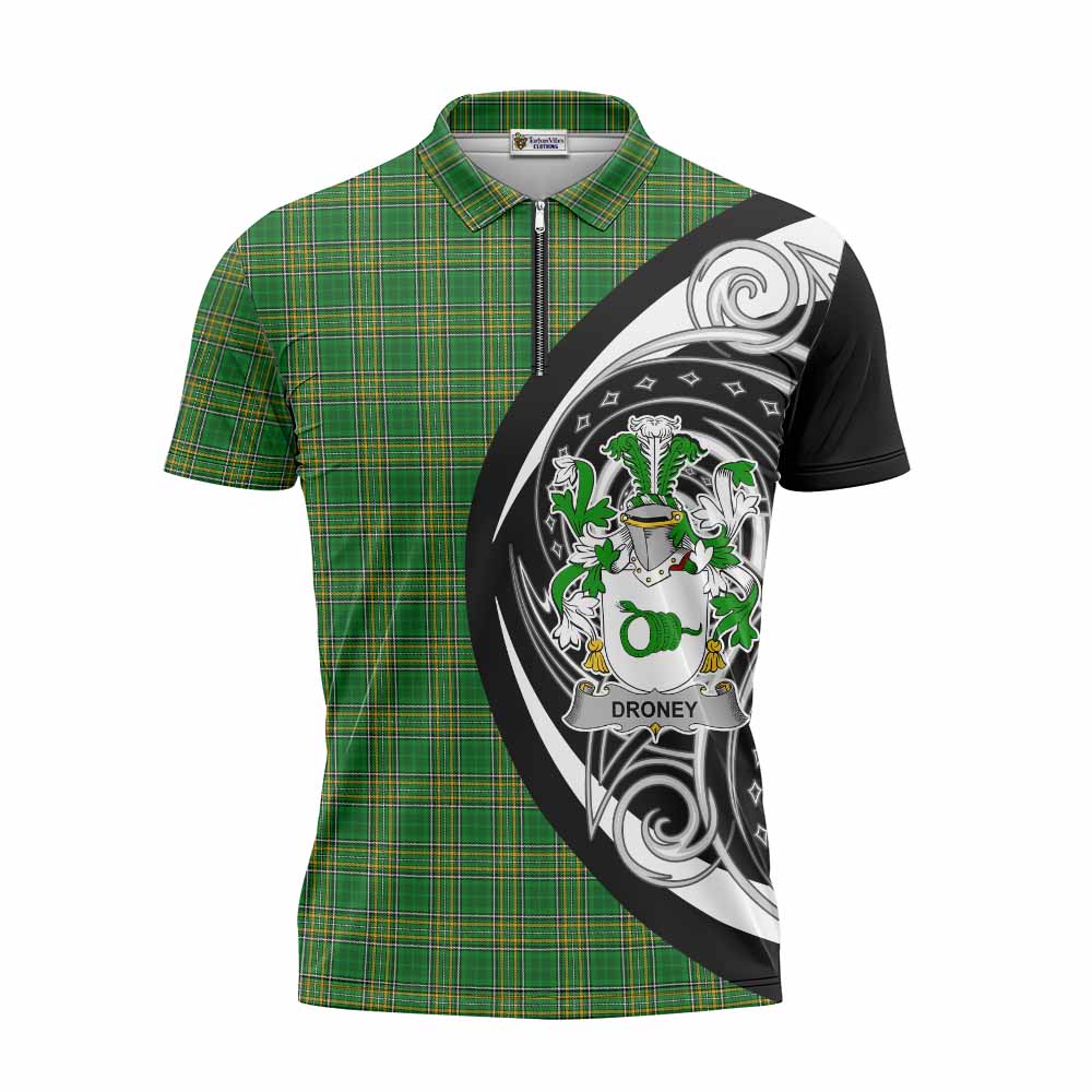 Droney Irish Clan Zipper Polo Shirt Celtic Circle Style Unisex - Tartan Vibes Clothing