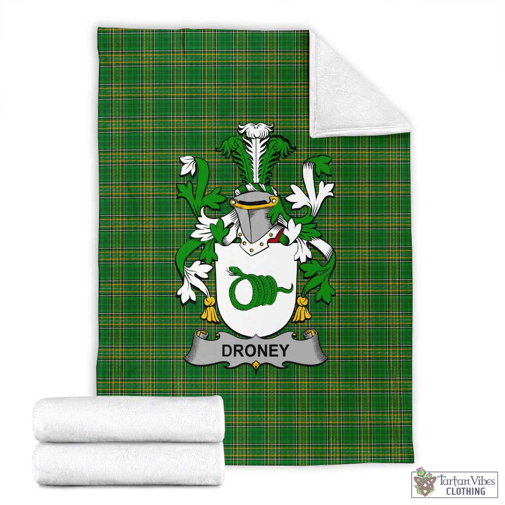 Droney Irish Clan Tartan Blanket with Coat of Arms X-Large 59 x 79 inches 150 x 200 cm - Tartan Vibes Clothing