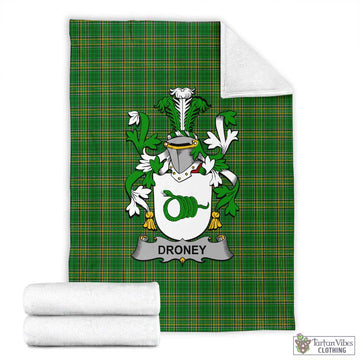 Droney Irish Clan Tartan Blanket with Coat of Arms X-Large 59 x 79 inches 150 x 200 cm - Tartan Vibes Clothing