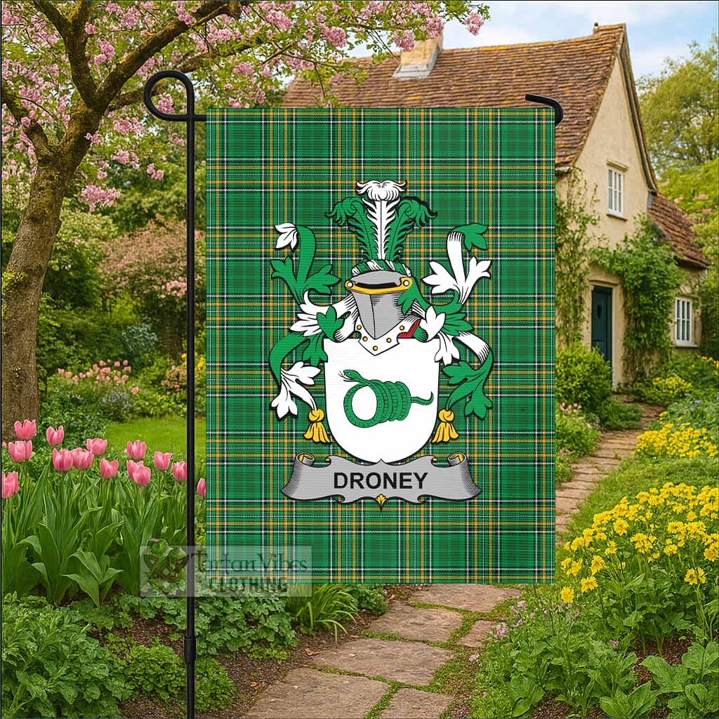 Droney Irish Clan Tartan Flag with Coat of Arms