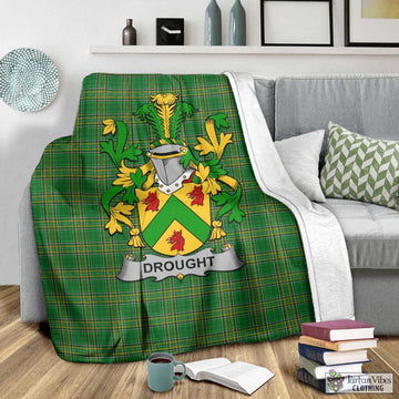 Tartan Vibes Clothing Drought Irish Clan Tartan Blanket with Coat of Arms