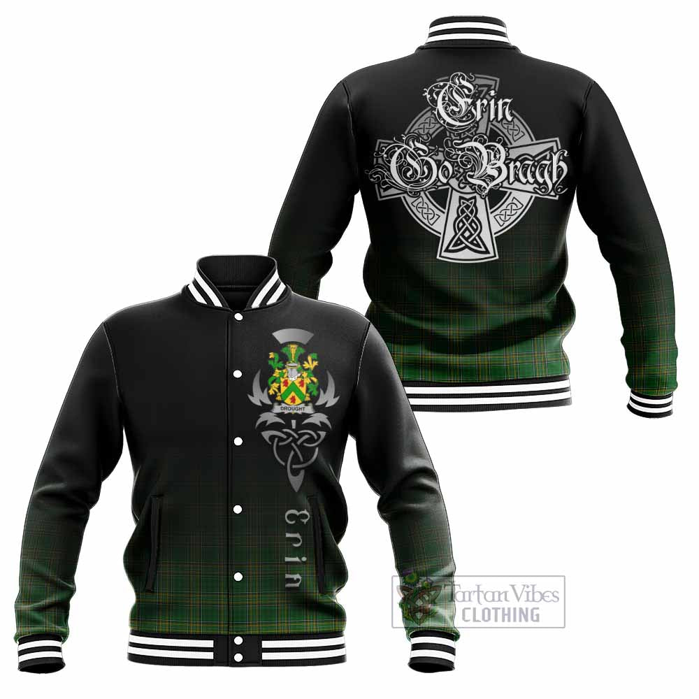Tartan Vibes Clothing Drought Irish Clan Baseball Jacket with Coat of Arms Erin Go Bragh Celtic Inspired