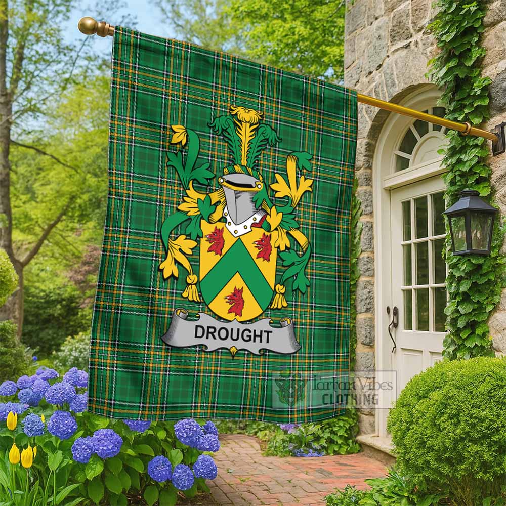 Drought Irish Clan Tartan Flag with Coat of Arms