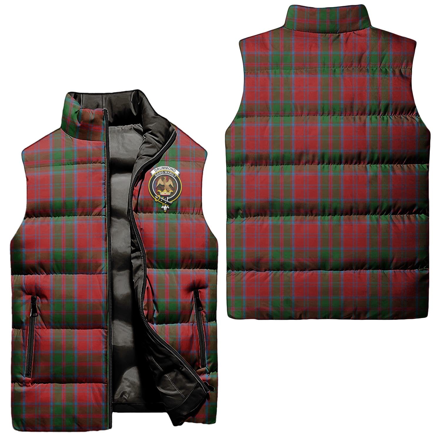 Drummond Tartan Sleeveless Puffer Jacket with Family Crest Unisex - Tartanvibesclothing
