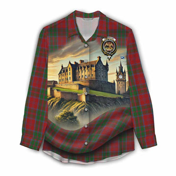 Tartan Vibes Clothing Drummond Tartan Family Crest Women's Casual Shirt with Scottish Ancient Castle Style