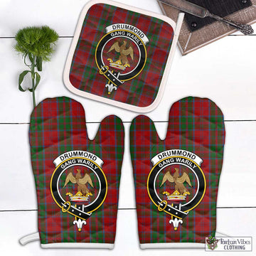 Drummond Tartan Combo Oven Mitt & Pot-Holder with Family Crest Combo 1 Oven Mitt & 1 Pot-Holder White - Tartan Vibes Clothing