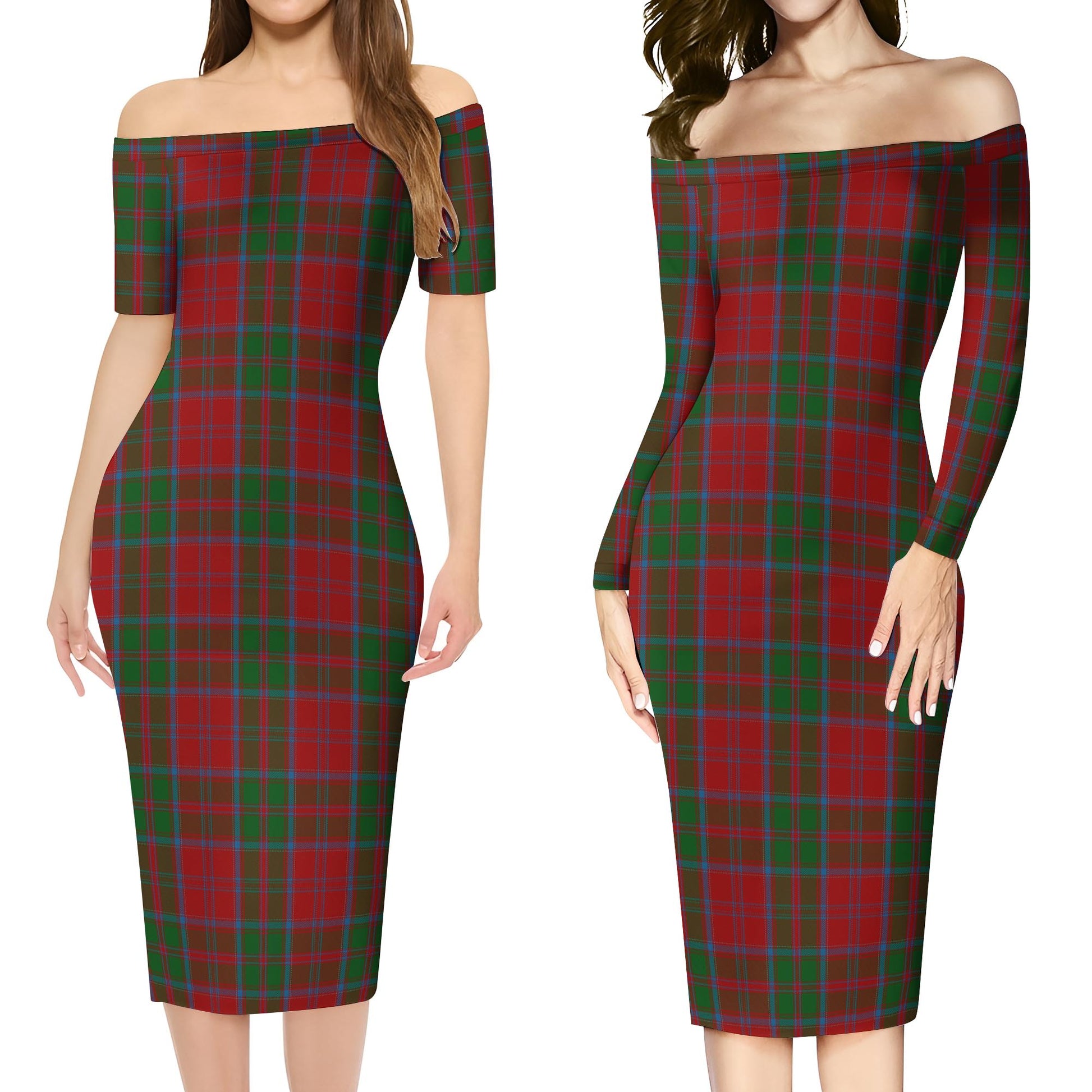Drummond Tartan Off Shoulder Lady Dress Women's Dress - Tartanvibesclothing