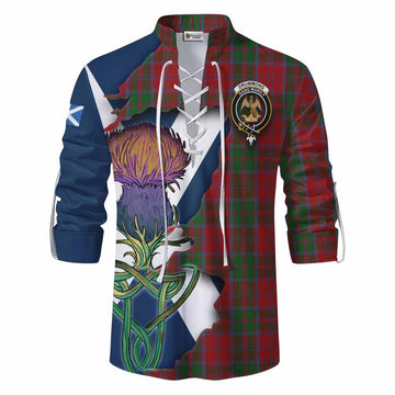 Tartan Vibes Clothing Drummond Tartan Family Crest Ghillie Kilt Shirt Scottish Thistle Celtic Inspired