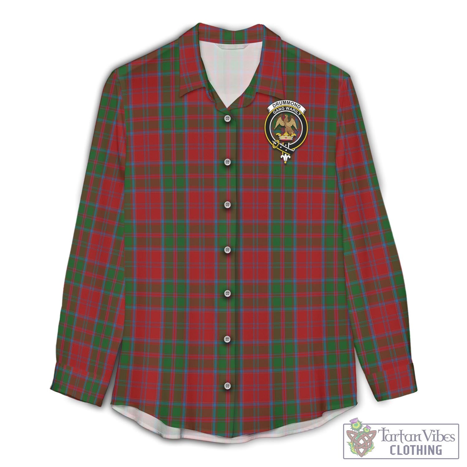 Tartan Vibes Clothing Drummond Tartan Womens Casual Shirt with Family Crest